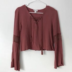 Burgundy long sleeve top